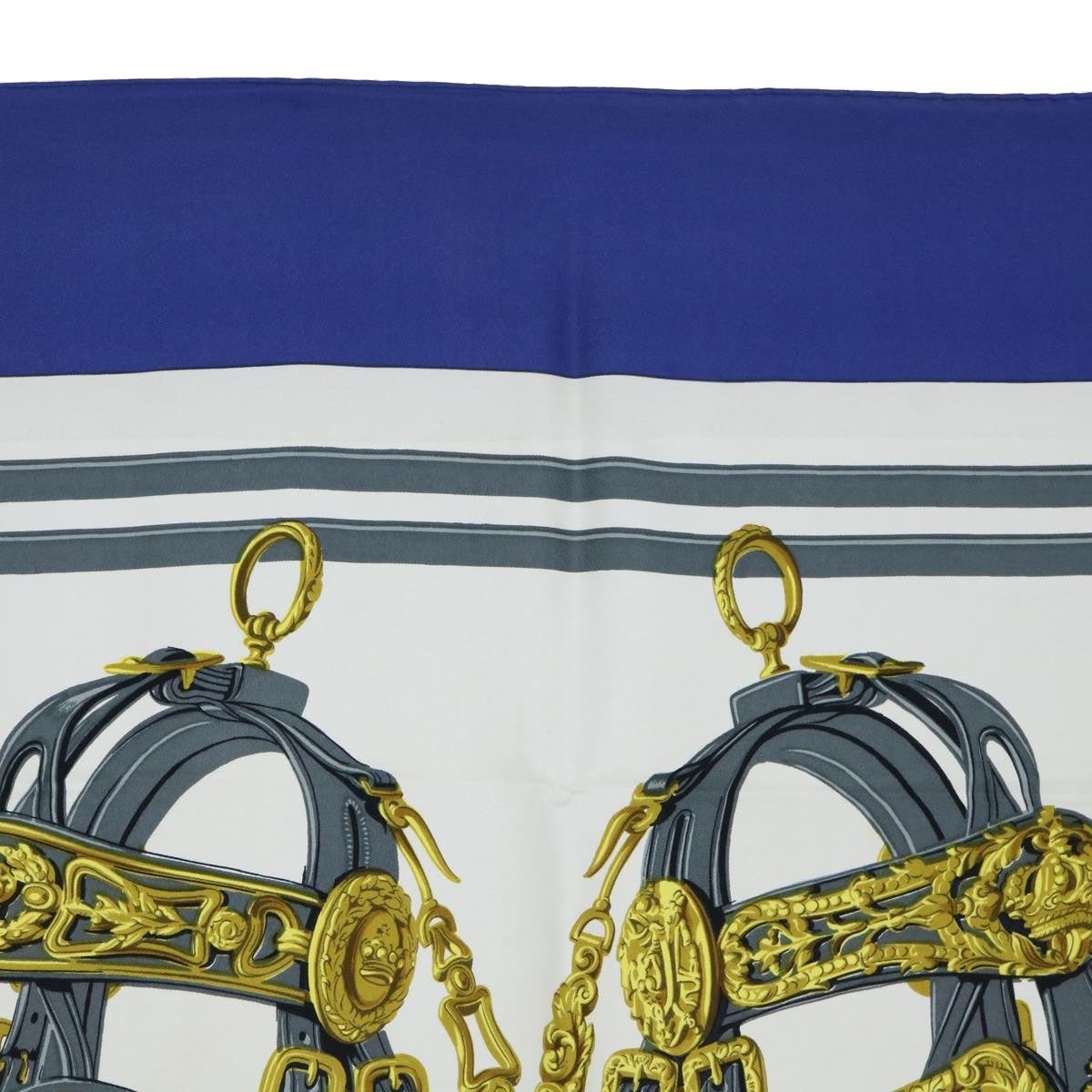 HERMES Carre 90 BRIDES de GALA Scarf Silk Blue White Auth bs8061