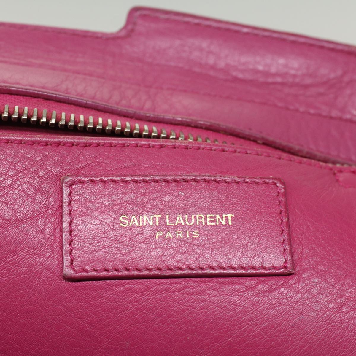 SAINT LAURENT Hand Bag Leather Pink Auth bs8086