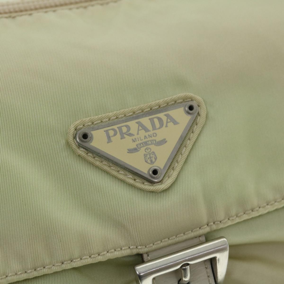 PRADA Shoulder Bag Nylon Beige Auth bs8099