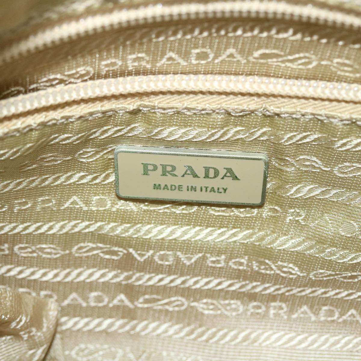 PRADA Shoulder Bag Nylon Beige Auth bs8099