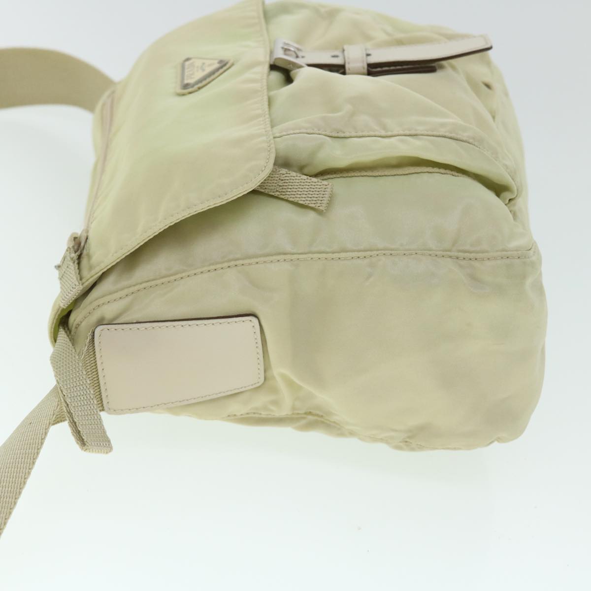 PRADA Shoulder Bag Nylon Beige Auth bs8099