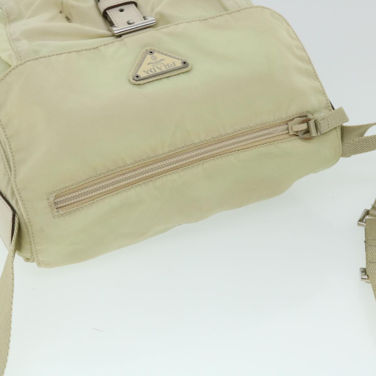 PRADA Shoulder Bag Nylon Beige Auth bs8099