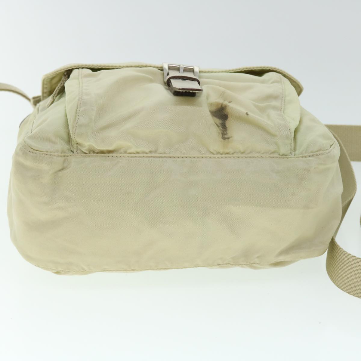 PRADA Shoulder Bag Nylon Beige Auth bs8099