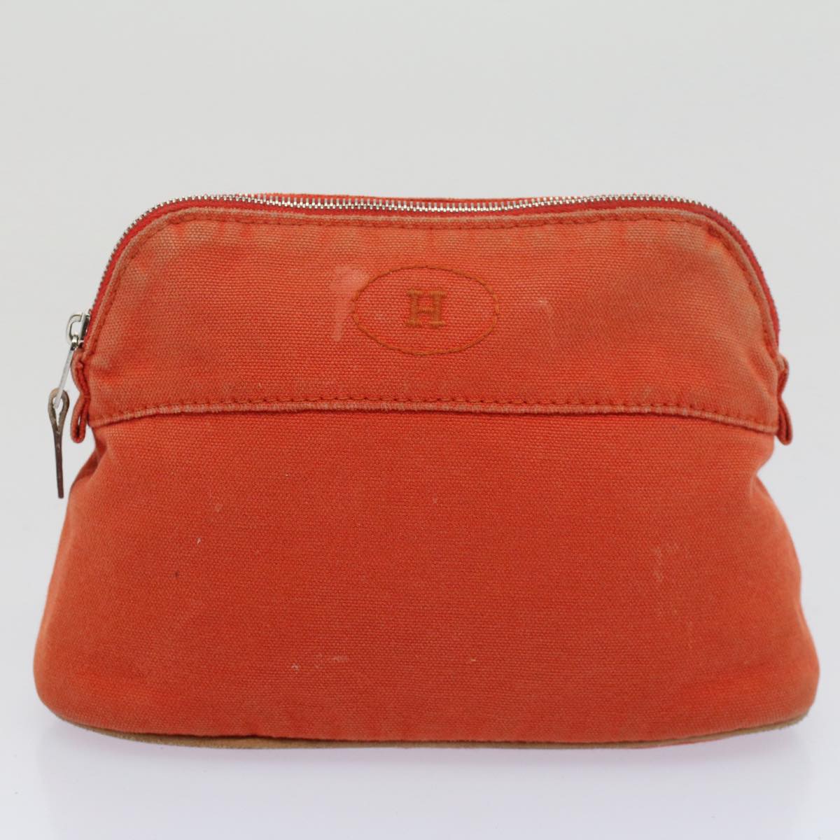 HERMES Pouch Canvas 2Set Red Orange Auth bs8117