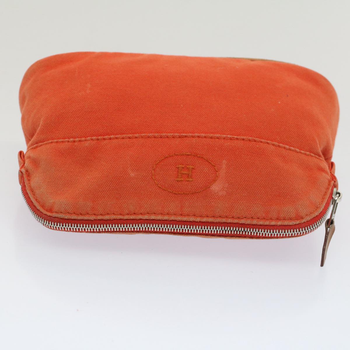 HERMES Pouch Canvas 2Set Red Orange Auth bs8117