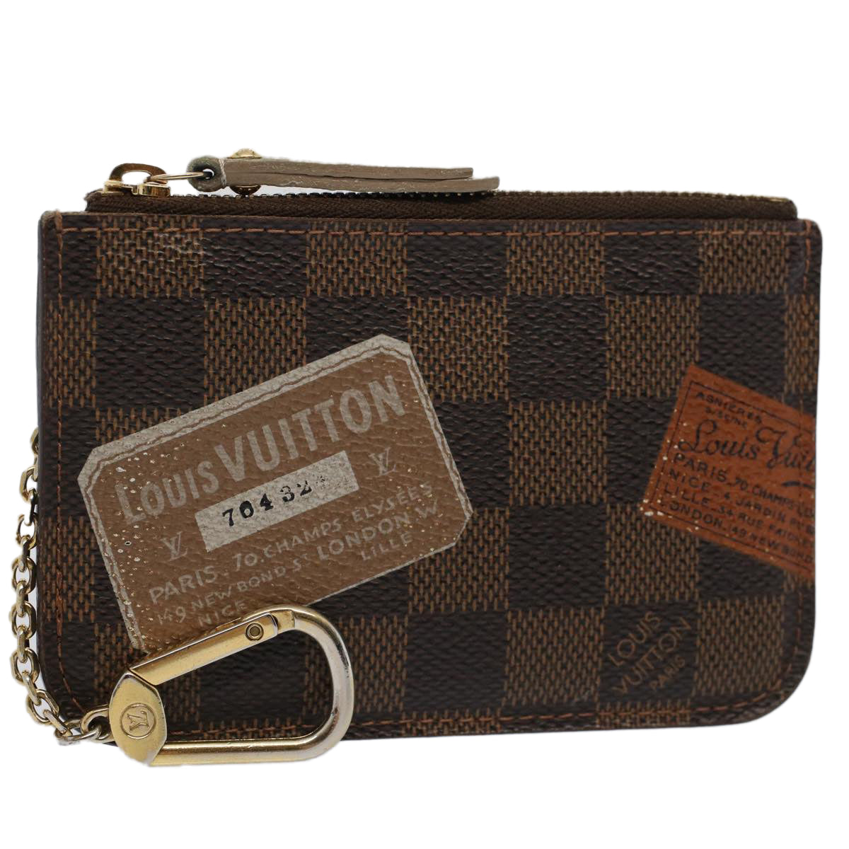 LOUIS VUITTON Damier Ebene Pochette Cles Coin Purse N63086 LV Auth bs8123