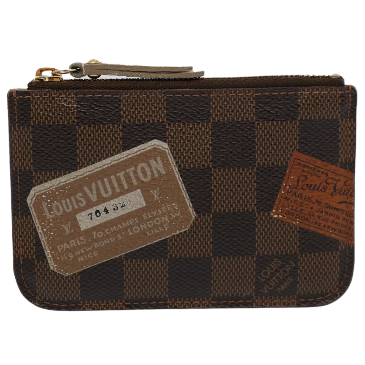 LOUIS VUITTON Damier Ebene Pochette Cles Coin Purse N63086 LV Auth bs8123