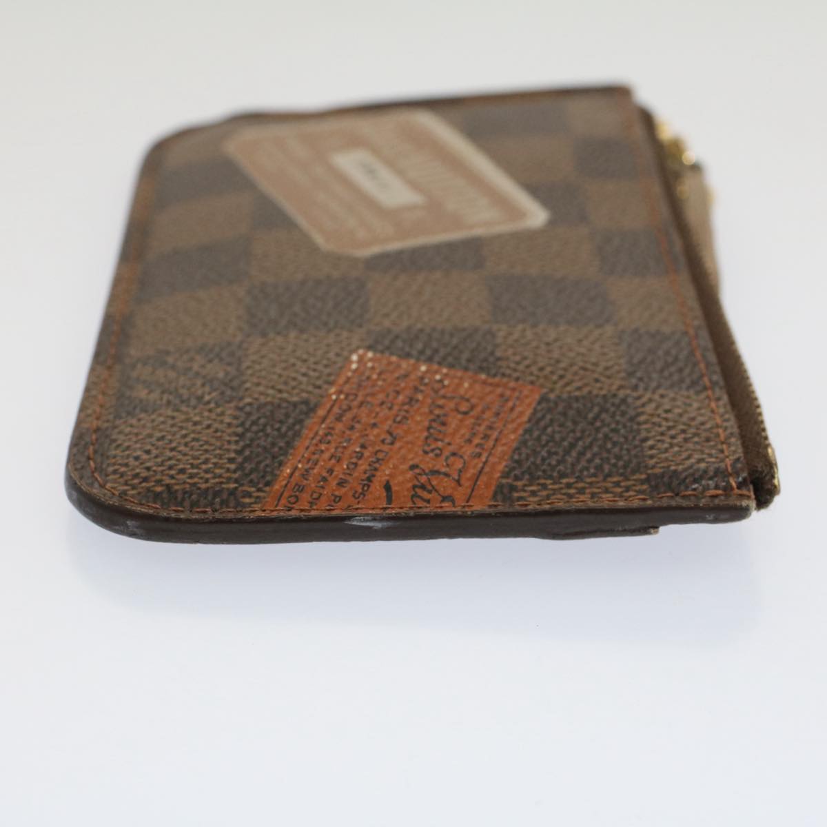 LOUIS VUITTON Damier Ebene Pochette Cles Coin Purse N63086 LV Auth bs8123