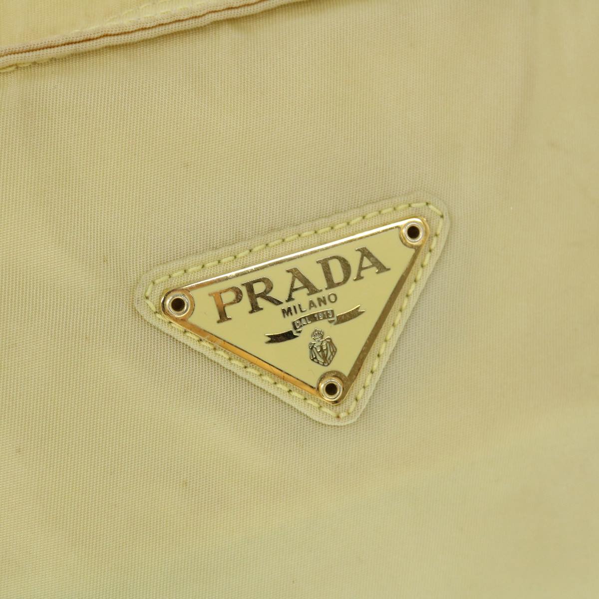 PRADA Hand Bag Nylon Beige Auth bs8131