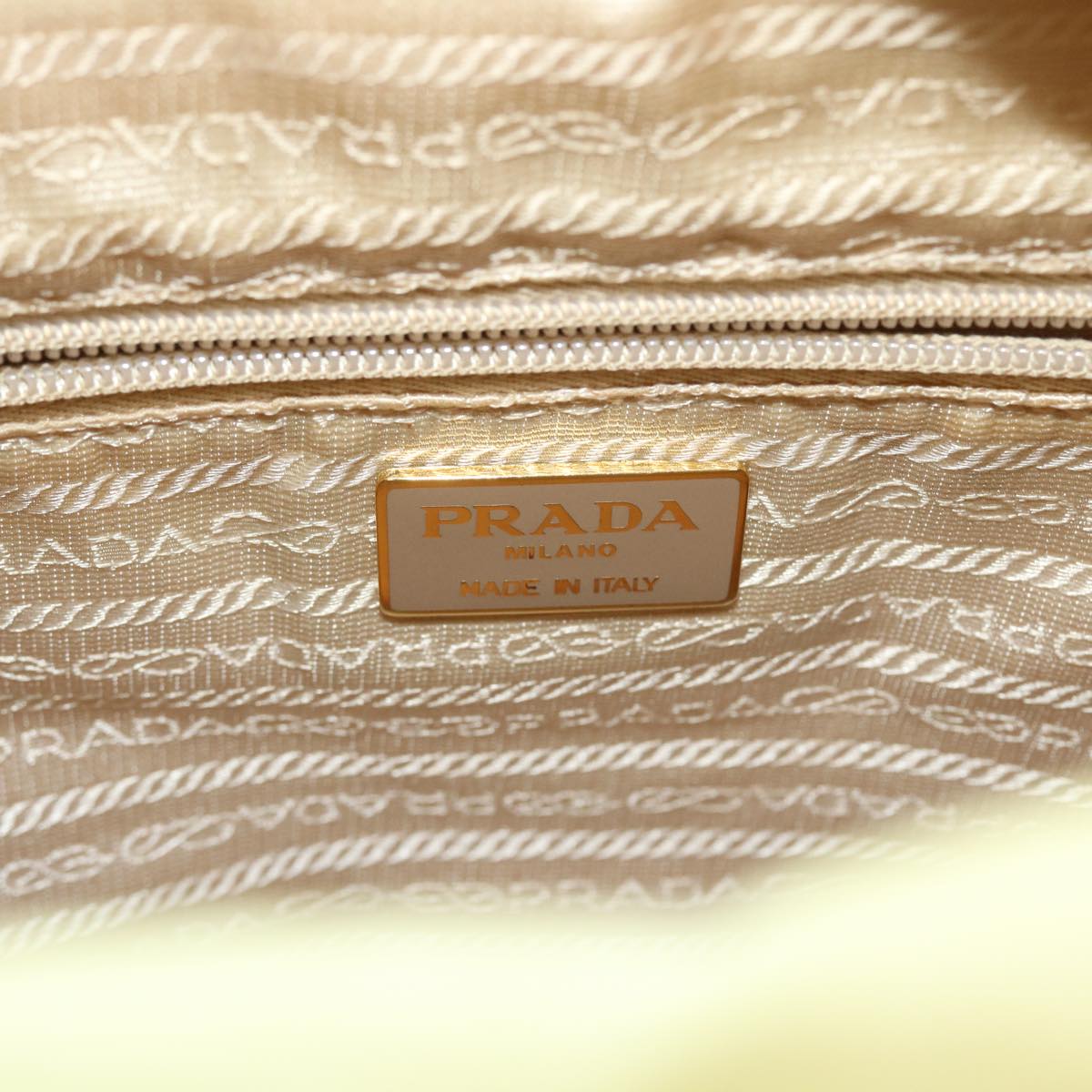 PRADA Hand Bag Nylon Beige Auth bs8131