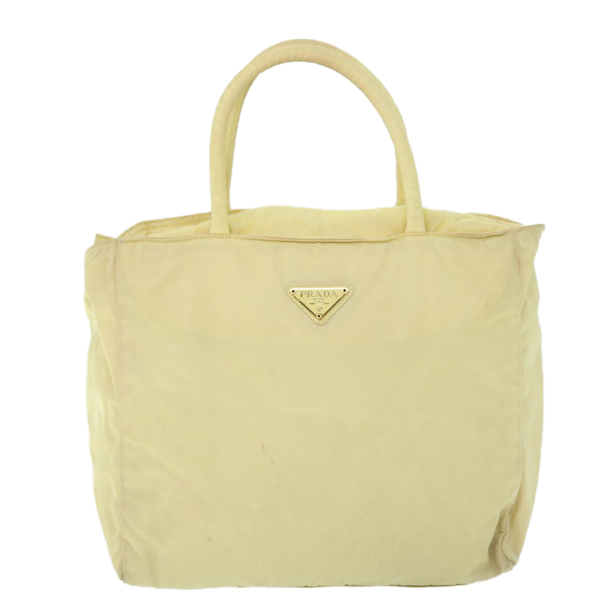 PRADA Hand Bag Nylon Beige Auth bs8131