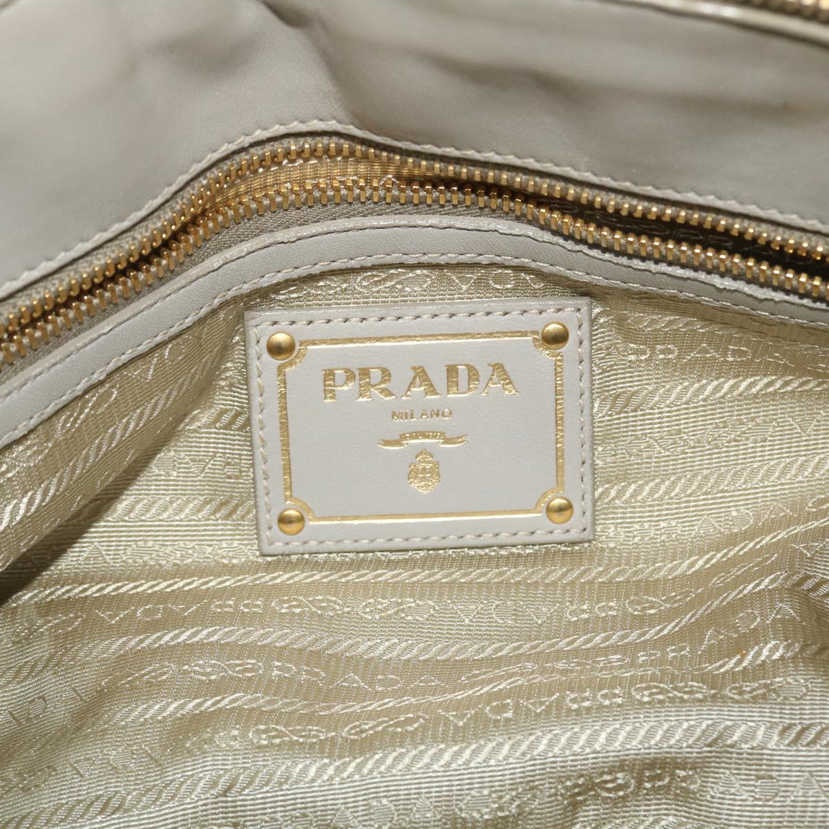 PRADA Hand Bag Nylon Leather 2way Beige Auth bs8206