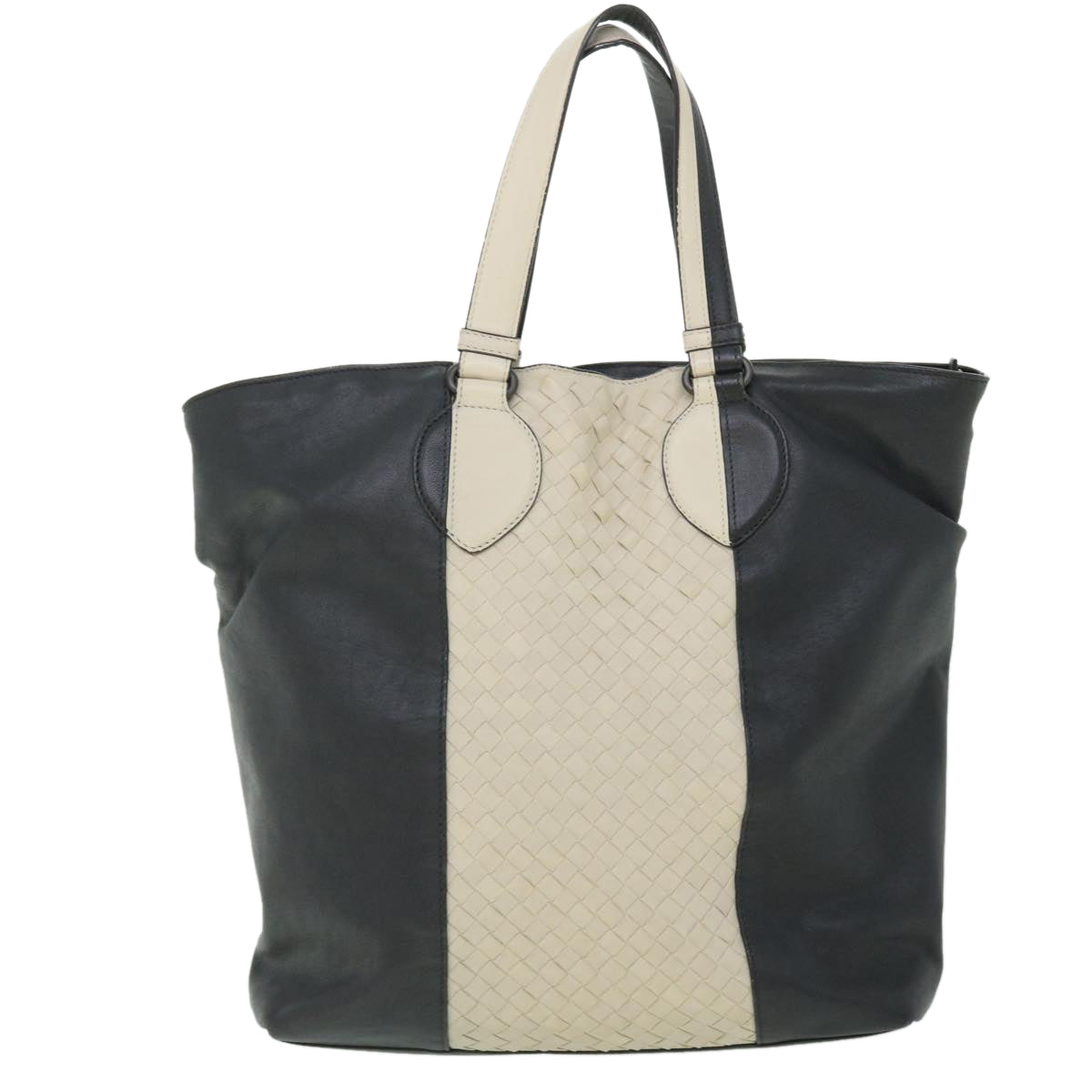 BOTTEGA VENETA INTRECCIATO Tote Bag Leather 2way White Gray Auth bs8218