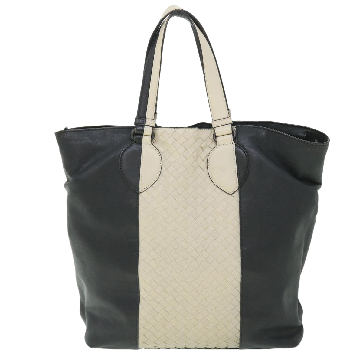 BOTTEGA VENETA INTRECCIATO Tote Bag Leather 2way White Gray Auth bs8218