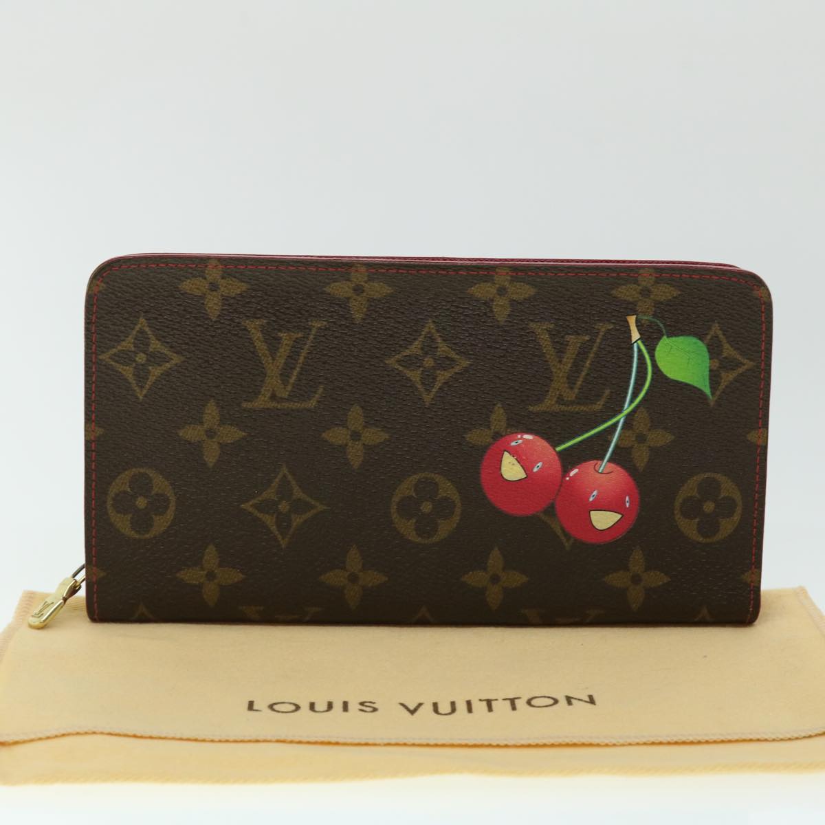 LOUIS VUITTON Monogram Cherry Porte Monnaie Zip Long Wallet M95006 Auth bs8229