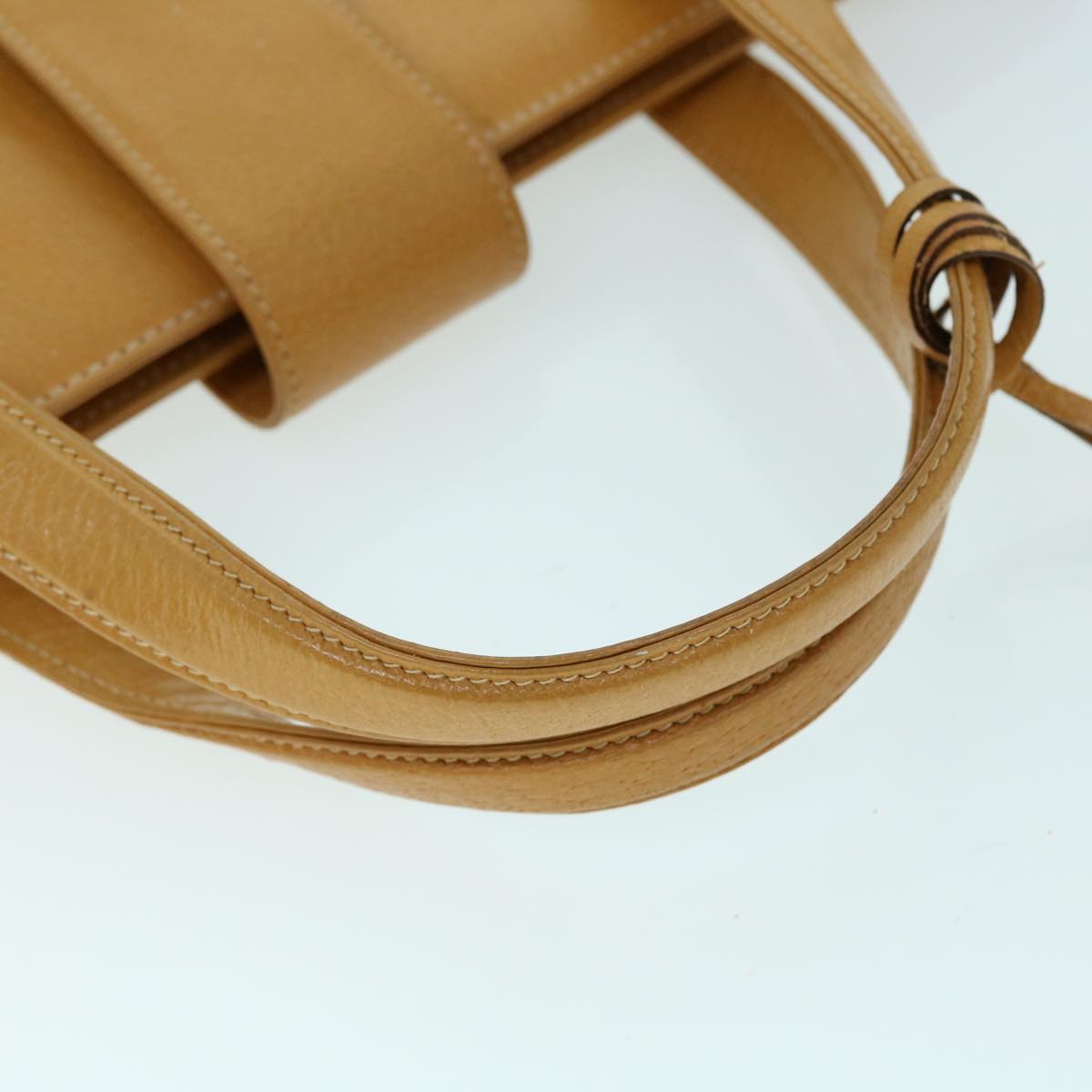 GUCCI Hand Bag Leather Beige Auth bs8249