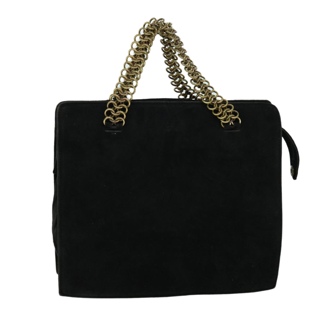 PRADA Chain Hand Bag Suede Black Auth bs8254