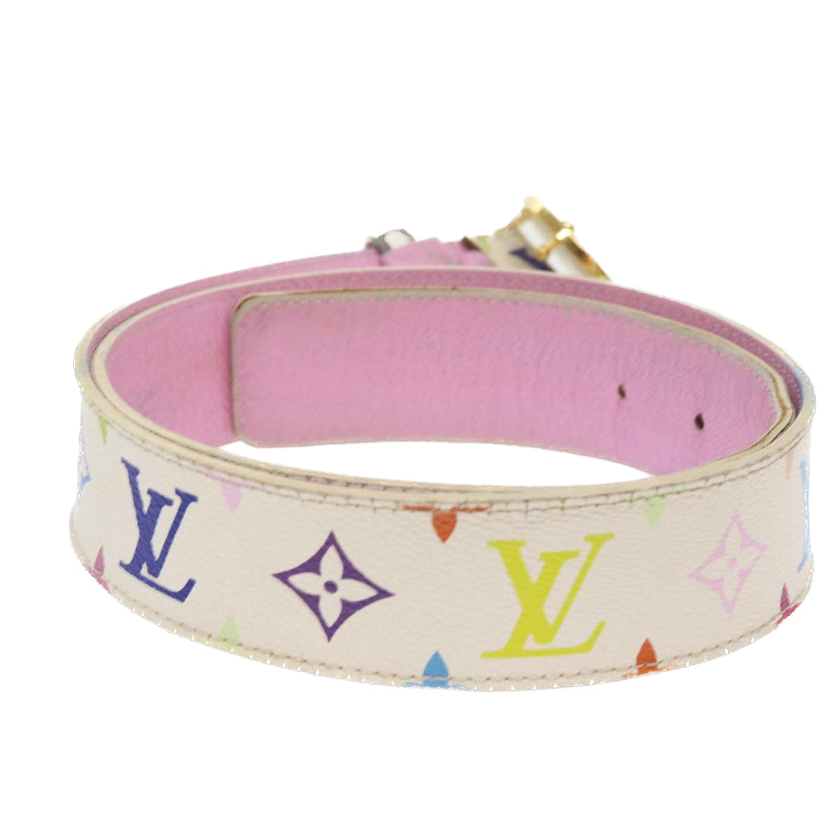 LOUIS VUITTON Monogram Multicolor Epi Belt 2Set White Black LV Auth bs8257