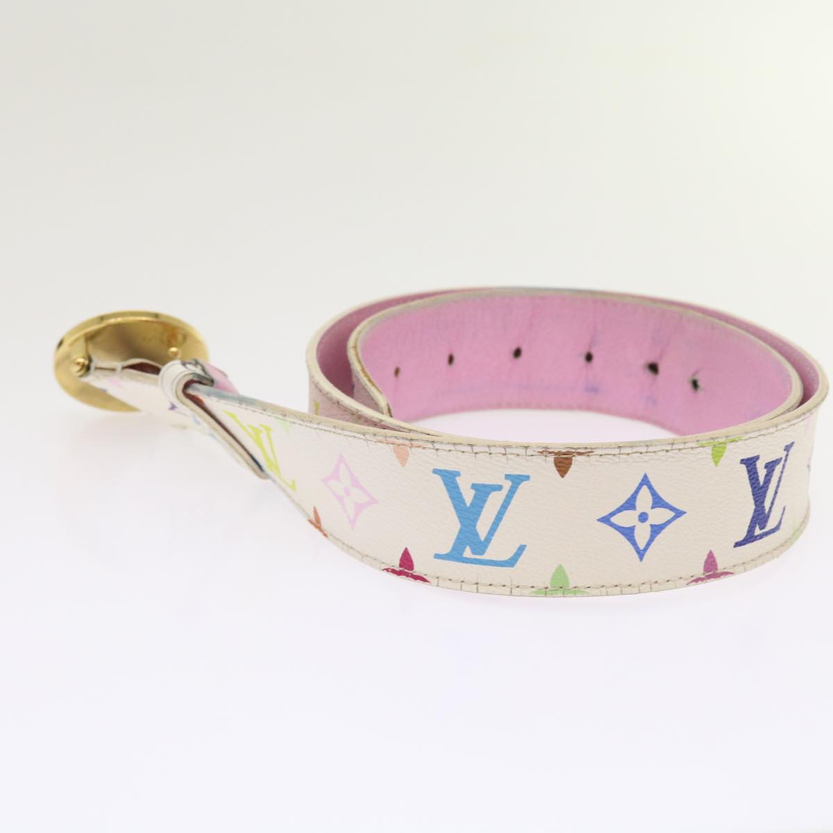 LOUIS VUITTON Monogram Multicolor Epi Belt 2Set White Black LV Auth bs8257