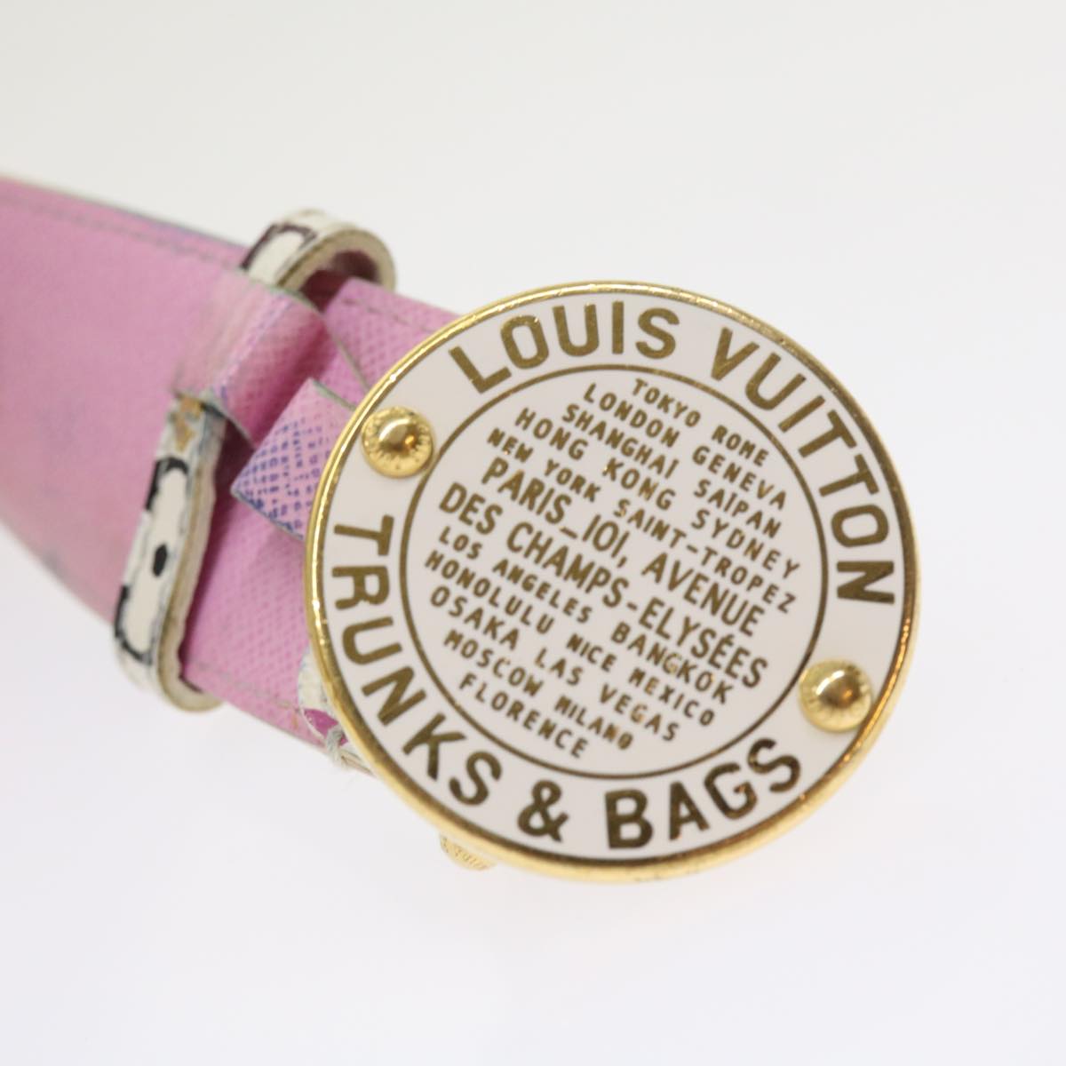 LOUIS VUITTON Monogram Multicolor Epi Belt 2Set White Black LV Auth bs8257