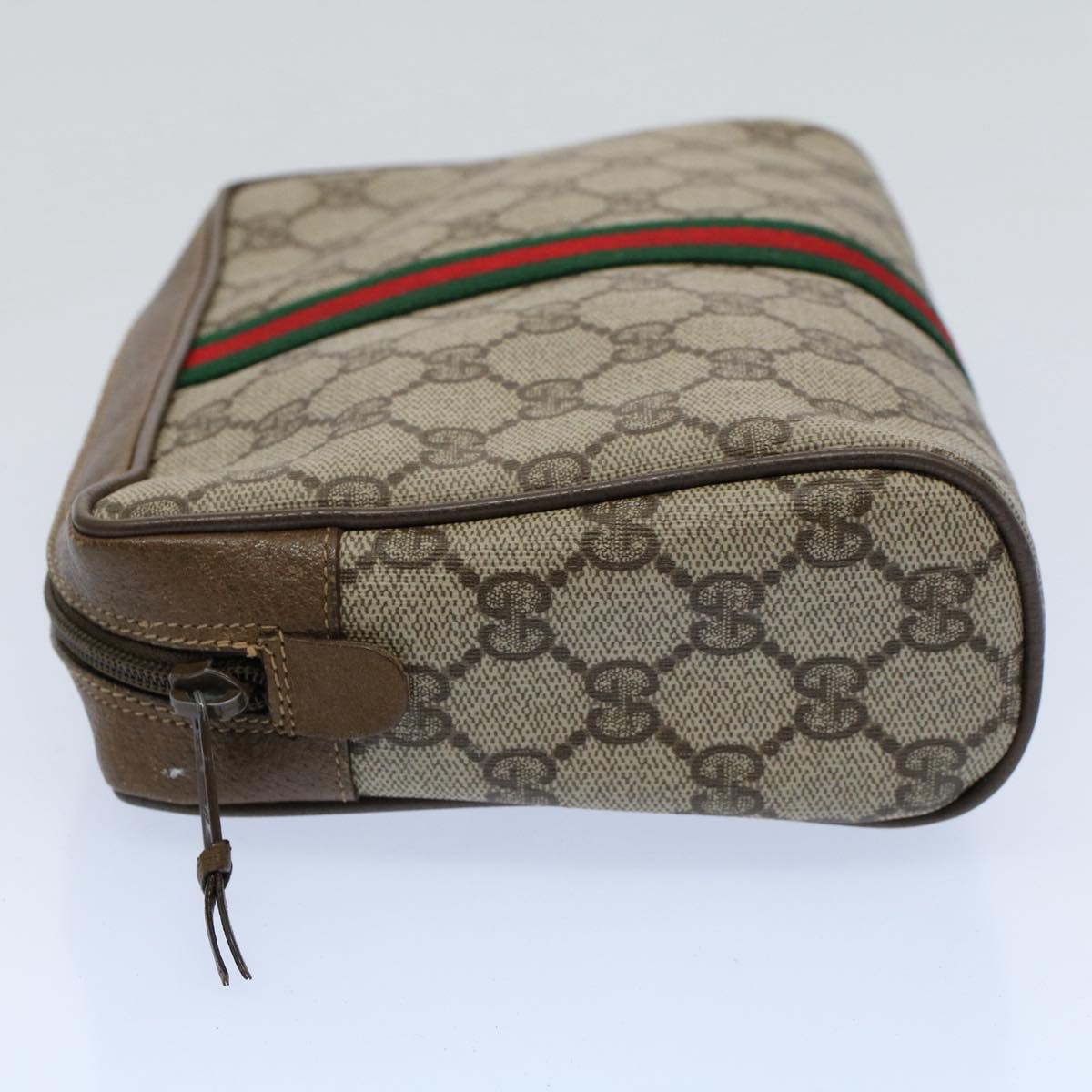 GUCCI GG Canvas Web Sherry Line Clutch Bag Beige Red Green 89 01 012 Auth bs8258