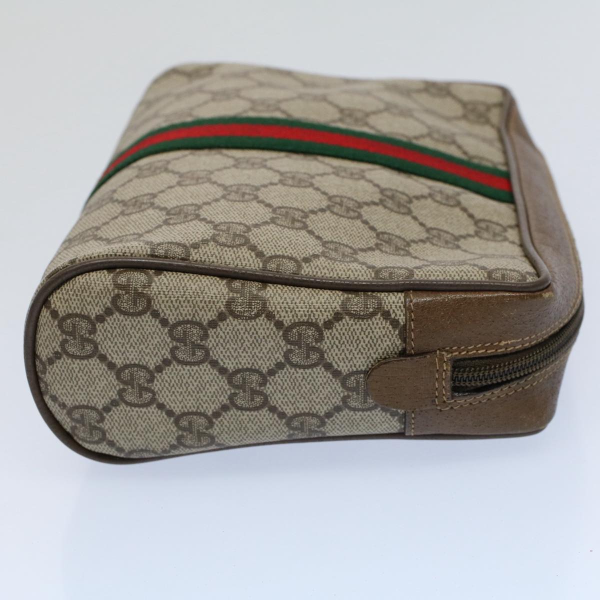 GUCCI GG Canvas Web Sherry Line Clutch Bag Beige Red Green 89 01 012 Auth bs8258