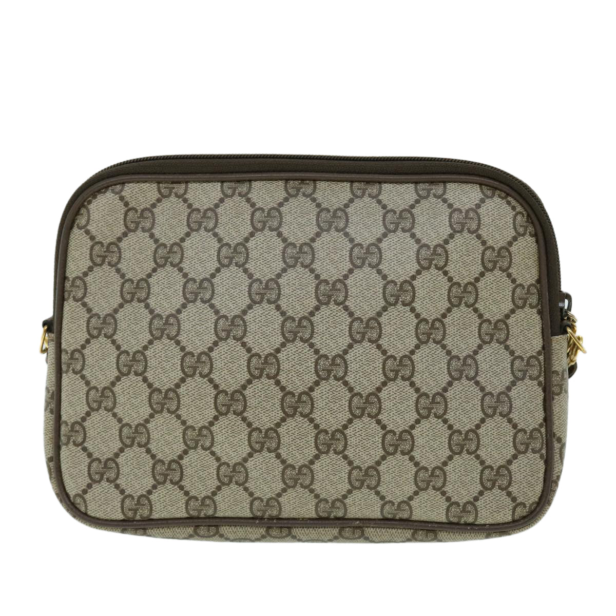 GUCCI GG Canvas Shoulder Bag PVC Leather Beige Auth bs8259