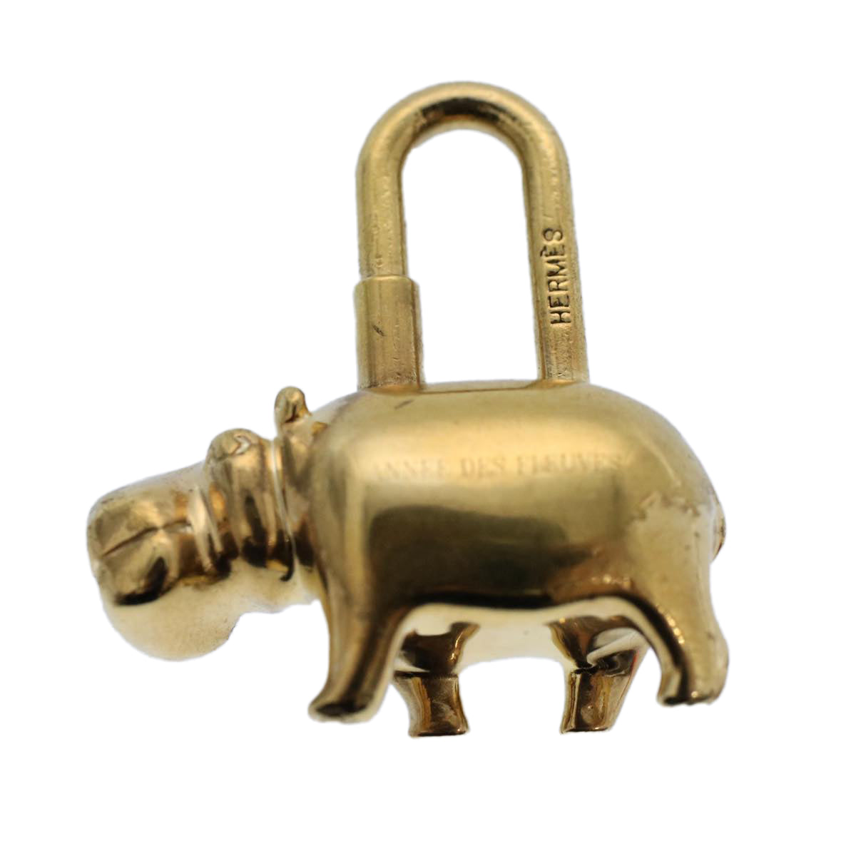 HERMES Hippo 2005 Only Charm Gold Tone Auth bs8286