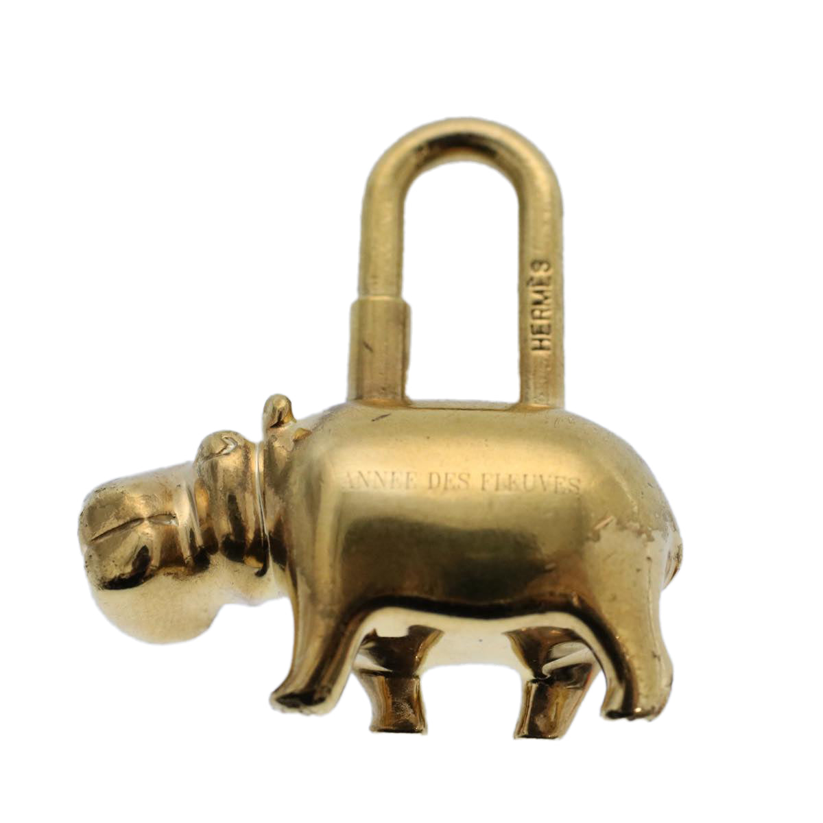 HERMES Hippo 2005 Only Charm Gold Tone Auth bs8286