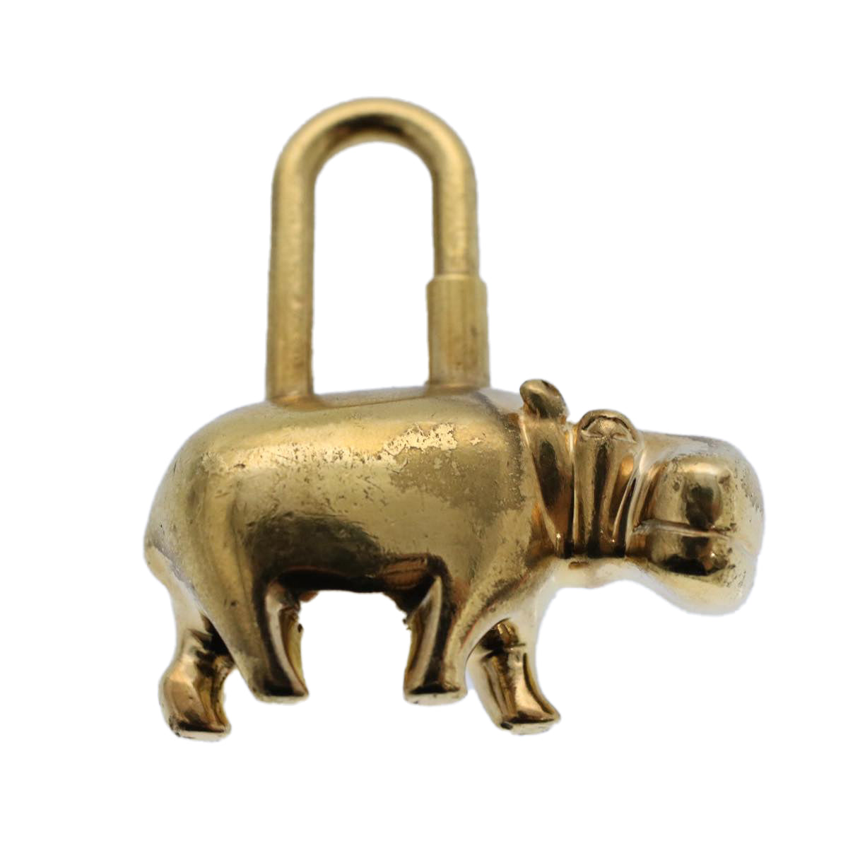 HERMES Hippo 2005 Only Charm Gold Tone Auth bs8286