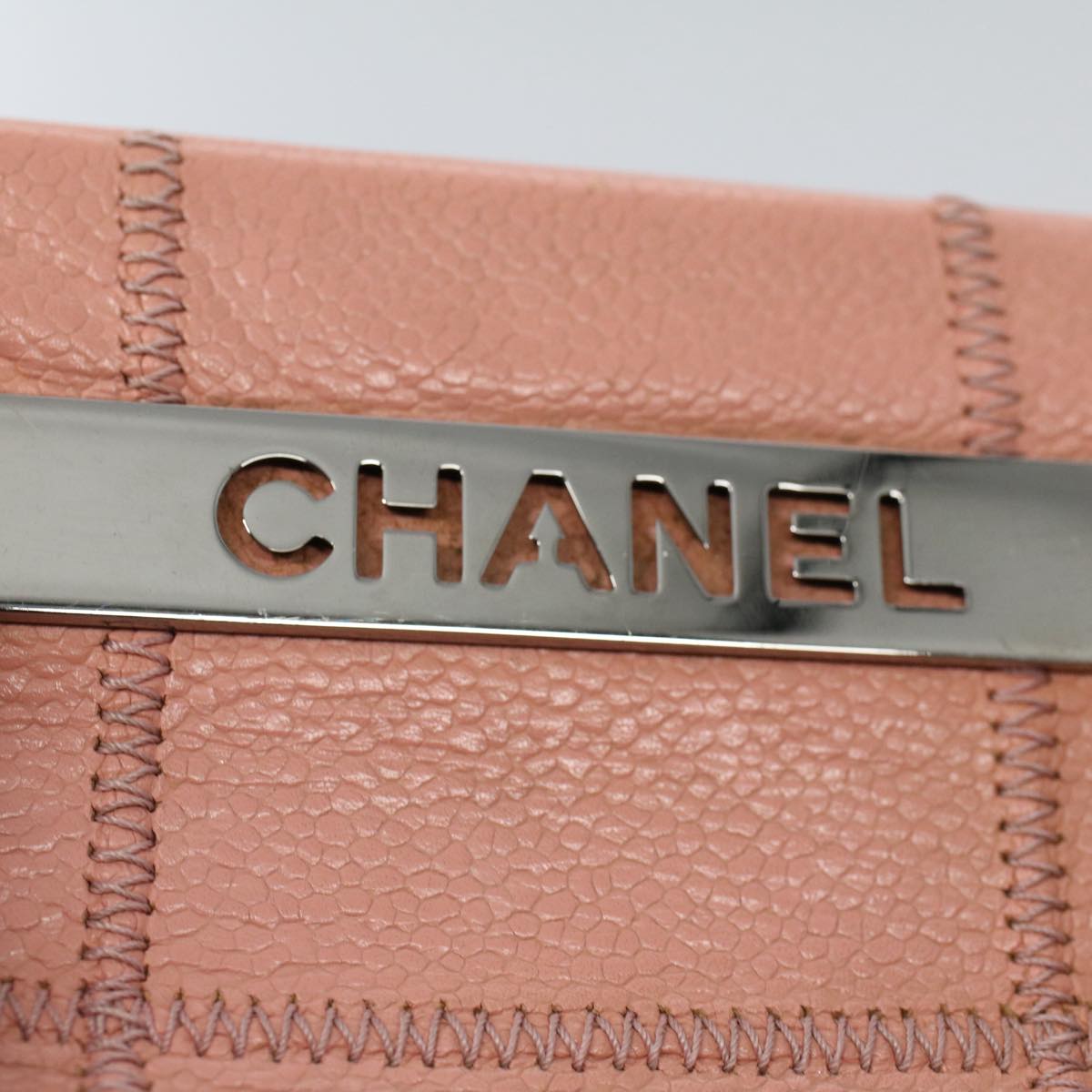 CHANEL Shoulder Bag Caviar Skin Pink CC Auth bs8334