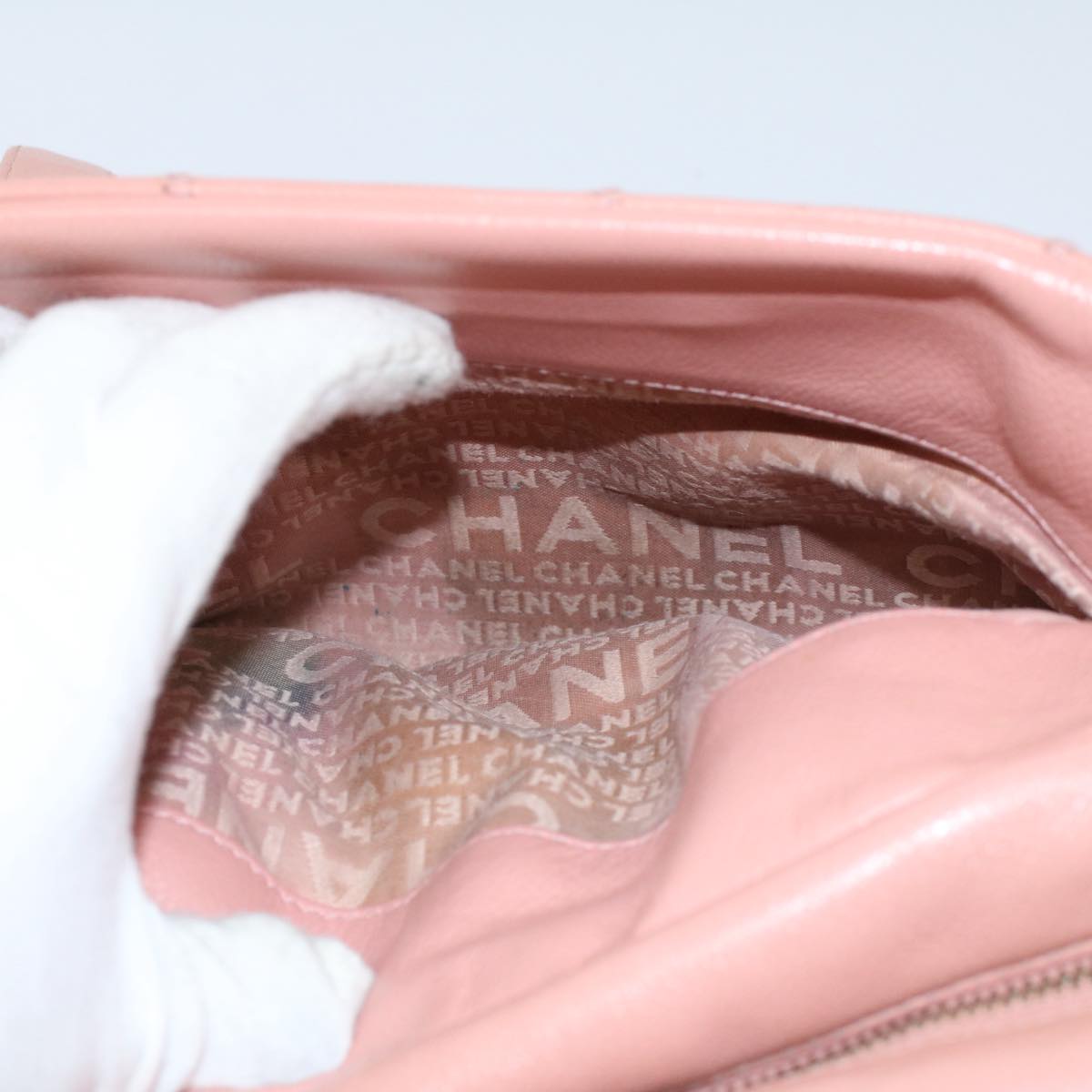 CHANEL Shoulder Bag Caviar Skin Pink CC Auth bs8334