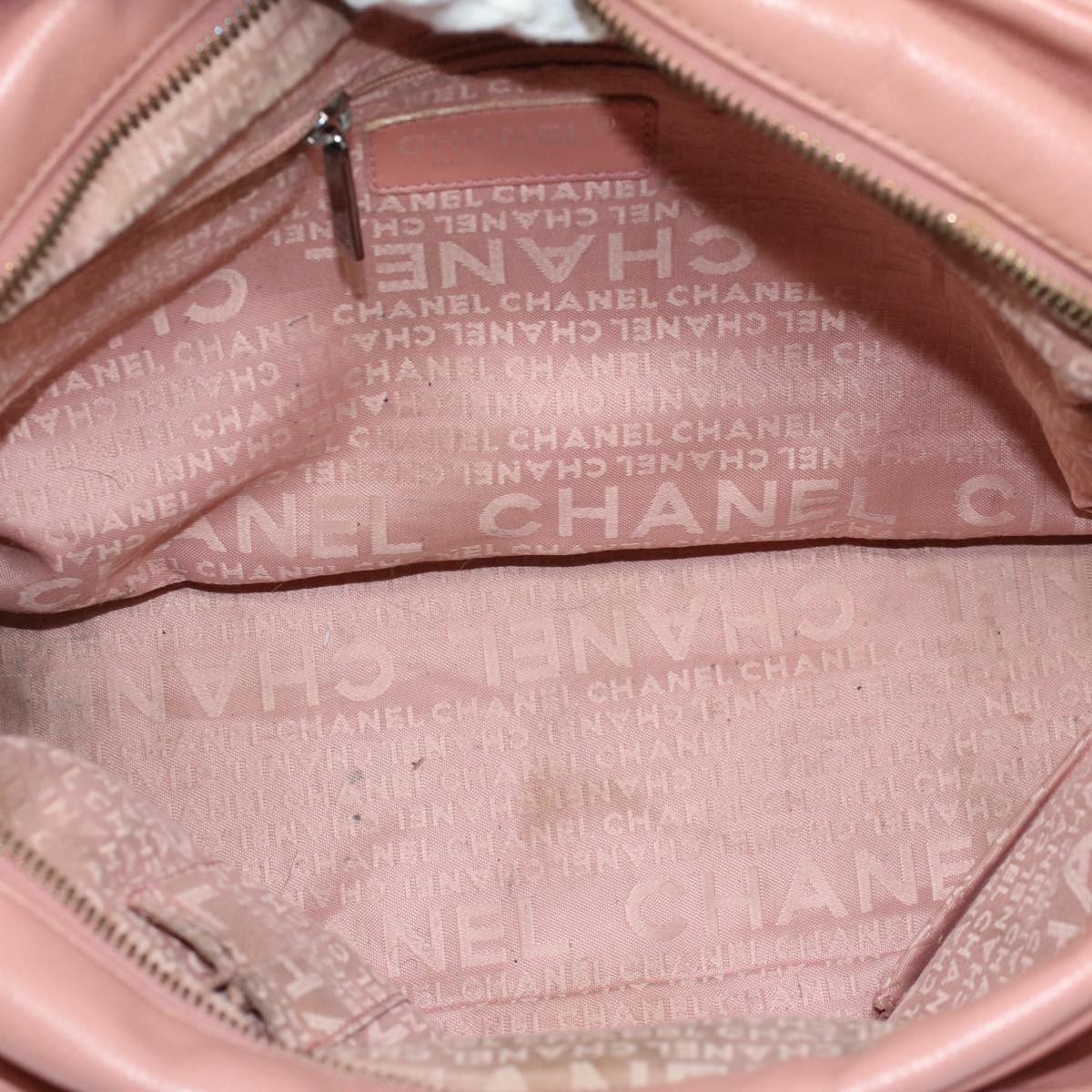 CHANEL Shoulder Bag Caviar Skin Pink CC Auth bs8334