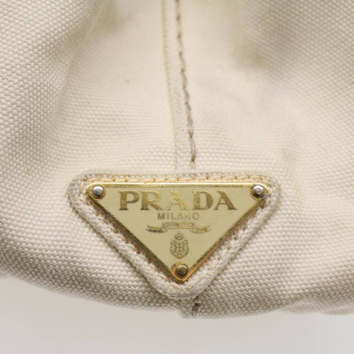 PRADA Canapa PM Hand Bag Canvas White Auth bs8348