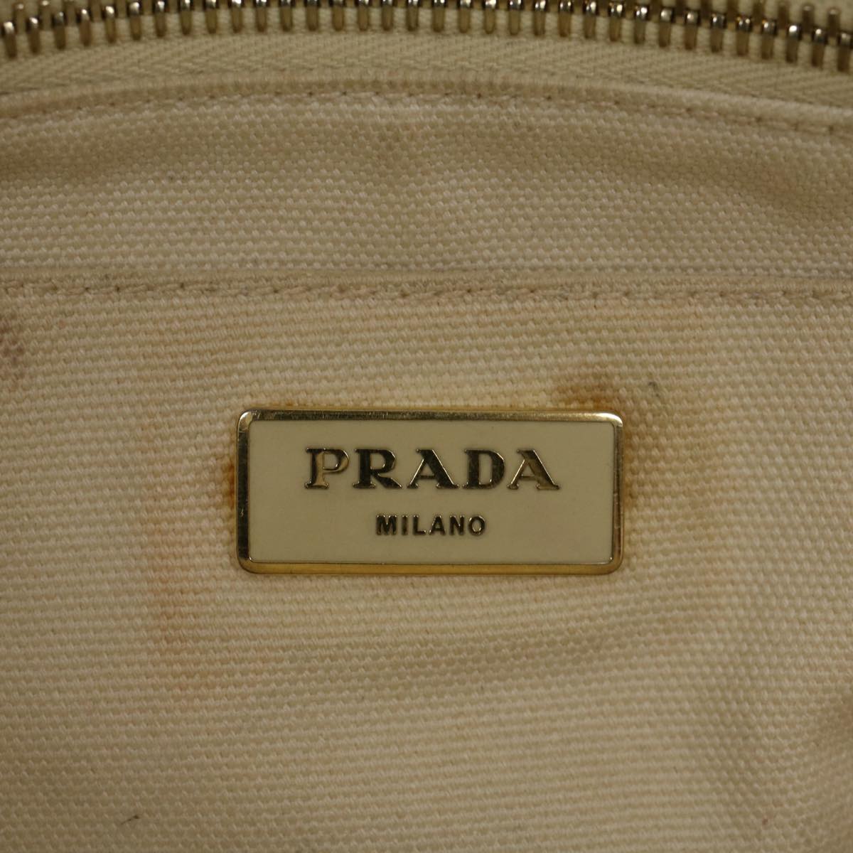 PRADA Canapa PM Hand Bag Canvas White Auth bs8348