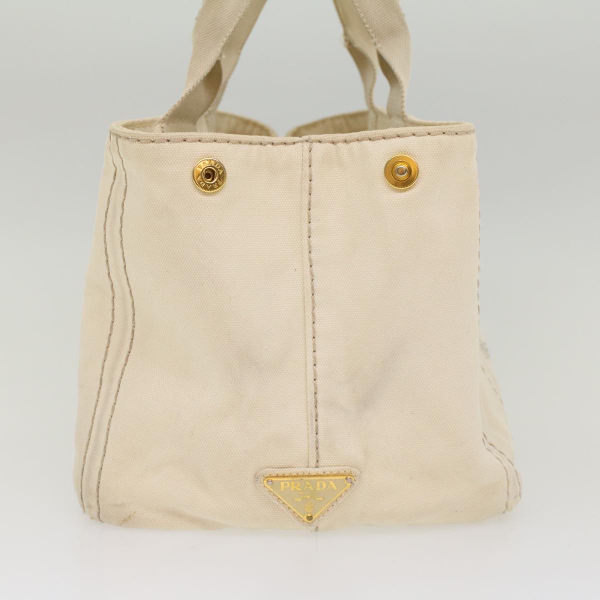 PRADA Canapa PM Hand Bag Canvas White Auth bs8348