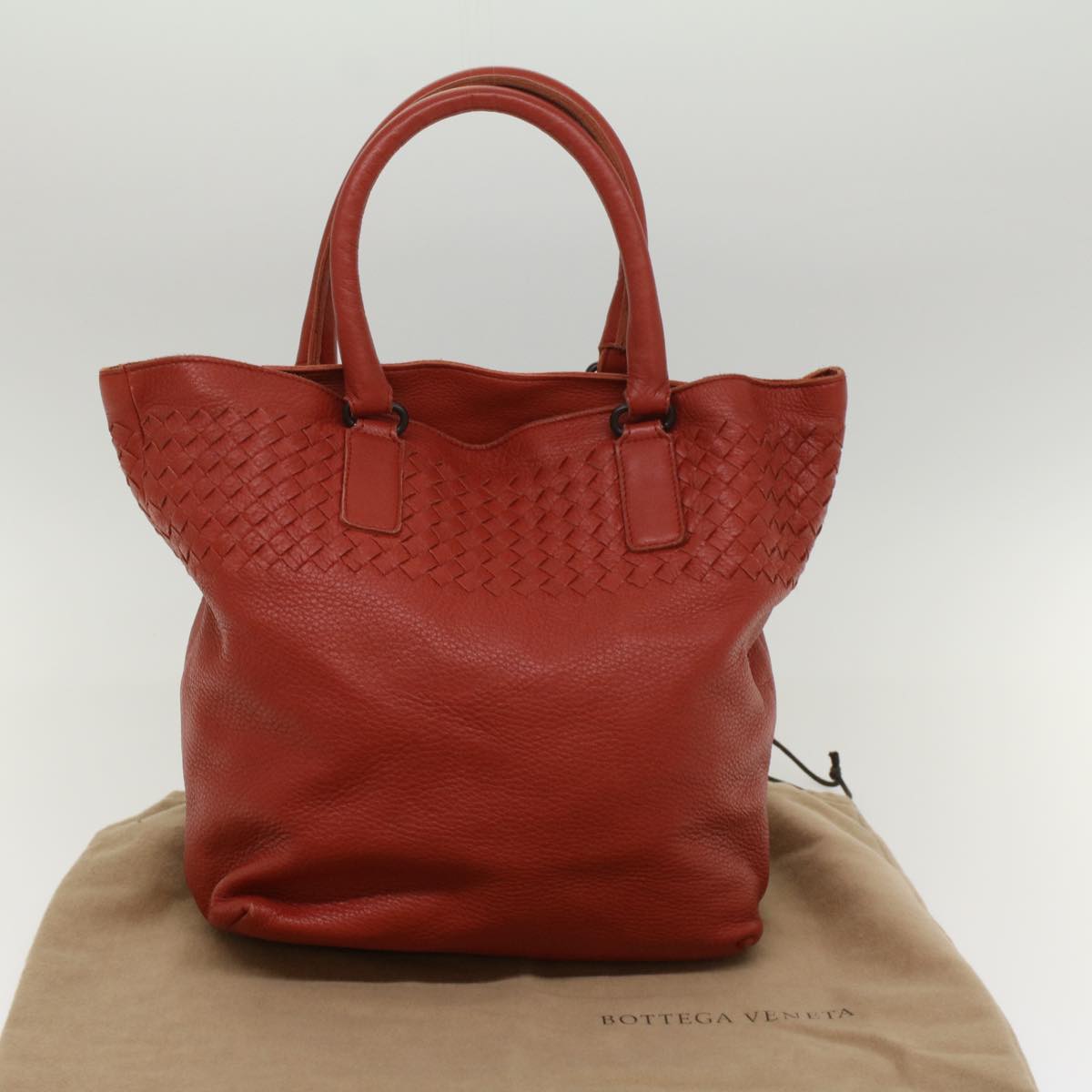 BOTTEGAVENETA INTRECCIATO Tote Bag Leather Red Auth bs8358