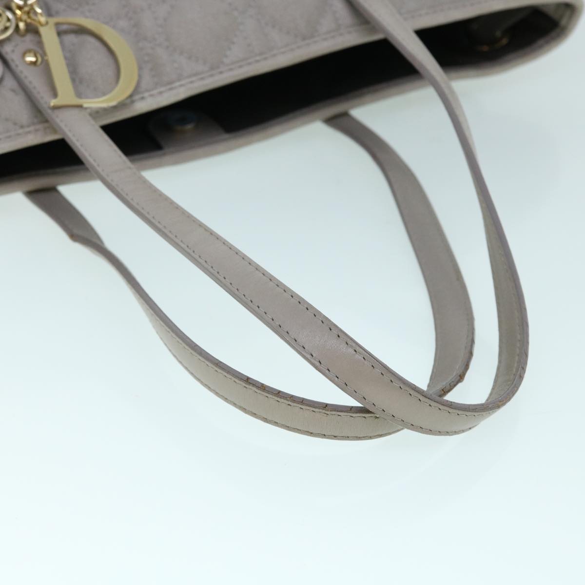 Christian Dior Canage Shoulder Bag Coated Canvas Gray Auth bs8361