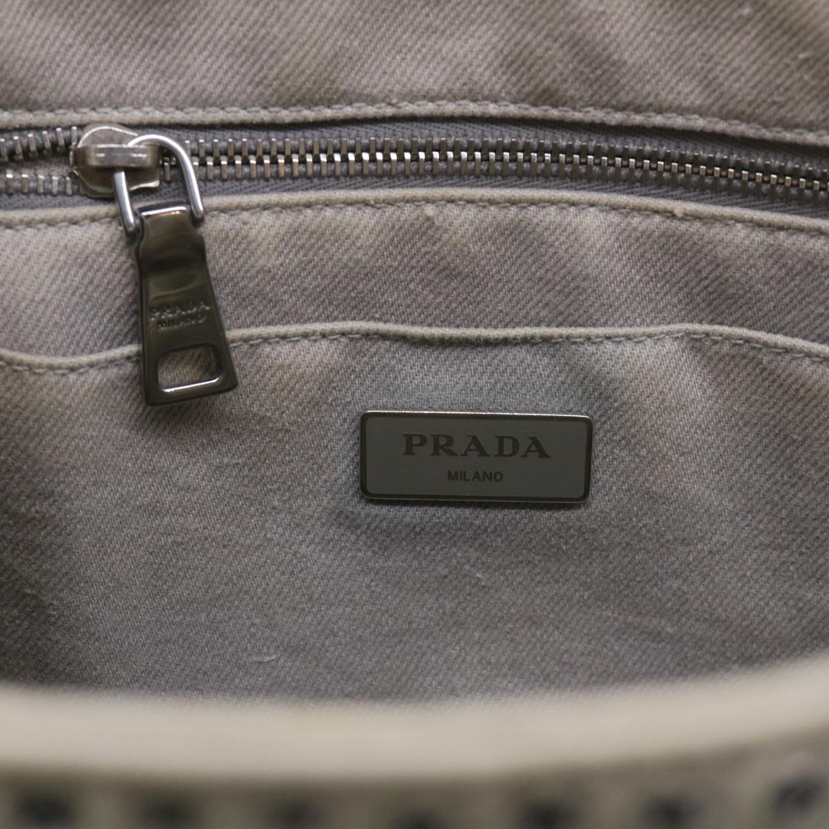 PRADA Bijoux Canapa PM Hand Bag Canvas 2way White Auth bs8424