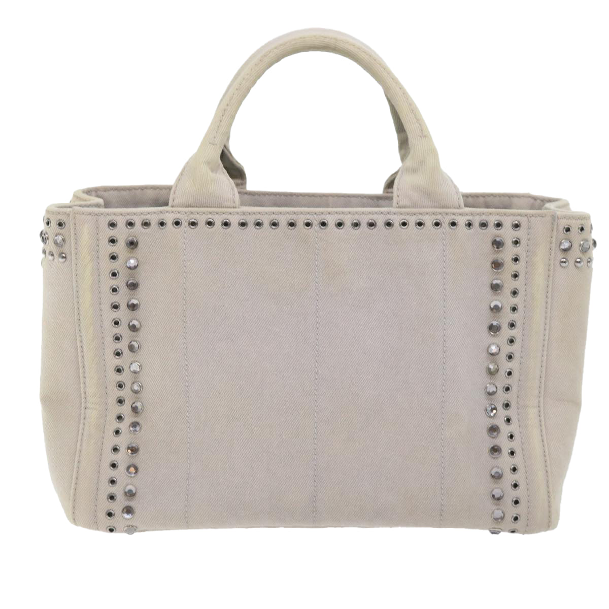 PRADA Bijoux Canapa PM Hand Bag Canvas 2way White Auth bs8424