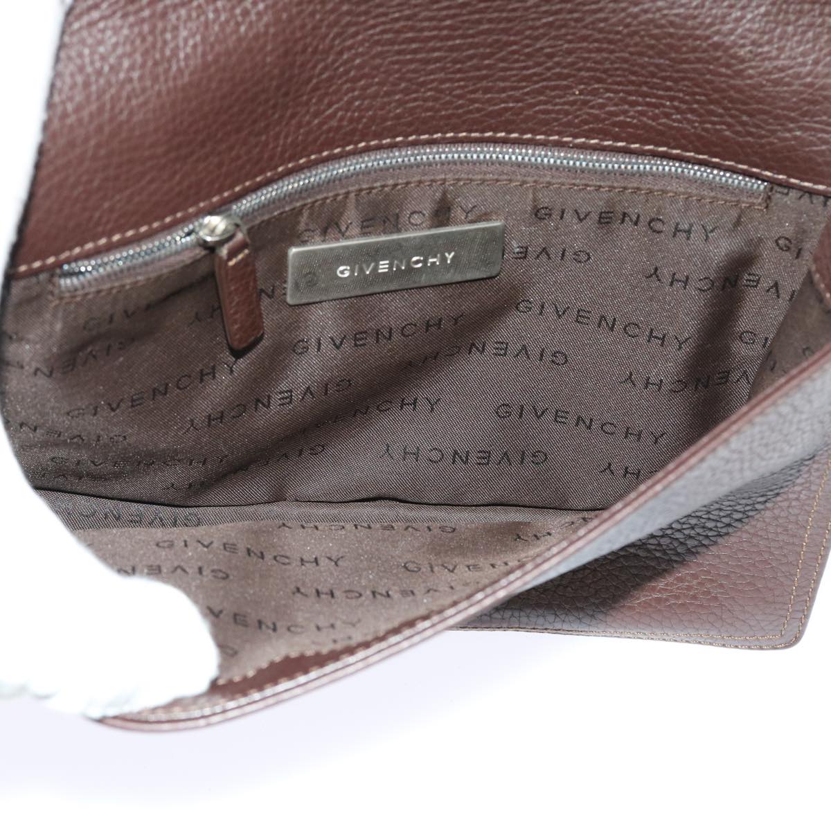 GIVENCHY Clutch Bag Canvas Leather 3Set Brown Auth bs8429