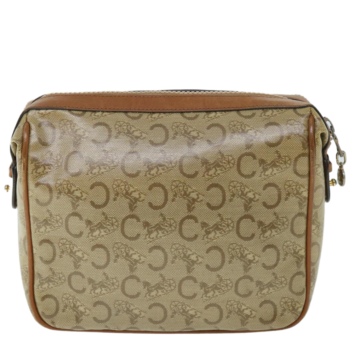 CELINE C Macadam Canvas Clutch Bag Coated Canvas Beige Auth bs8432