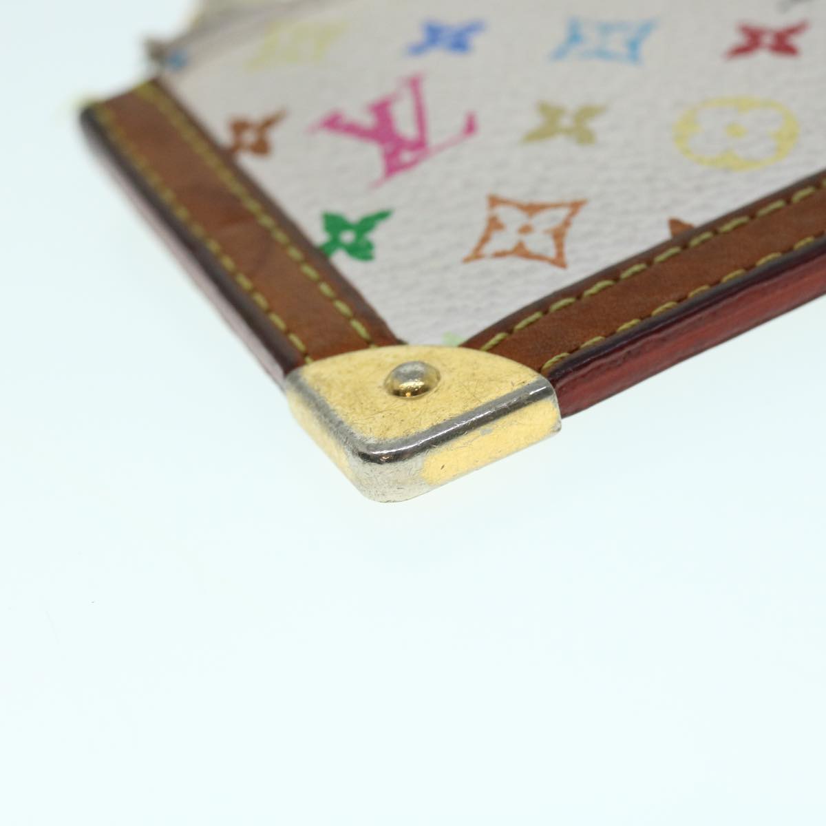 LOUIS VUITTON Monogram Multicolor Pochette Cles Purse White M92655 Auth bs8504