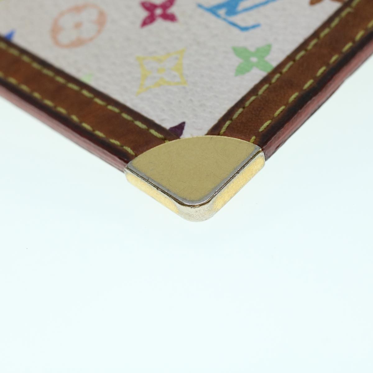 LOUIS VUITTON Monogram Multicolor Pochette Cles Purse White M92655 Auth bs8504