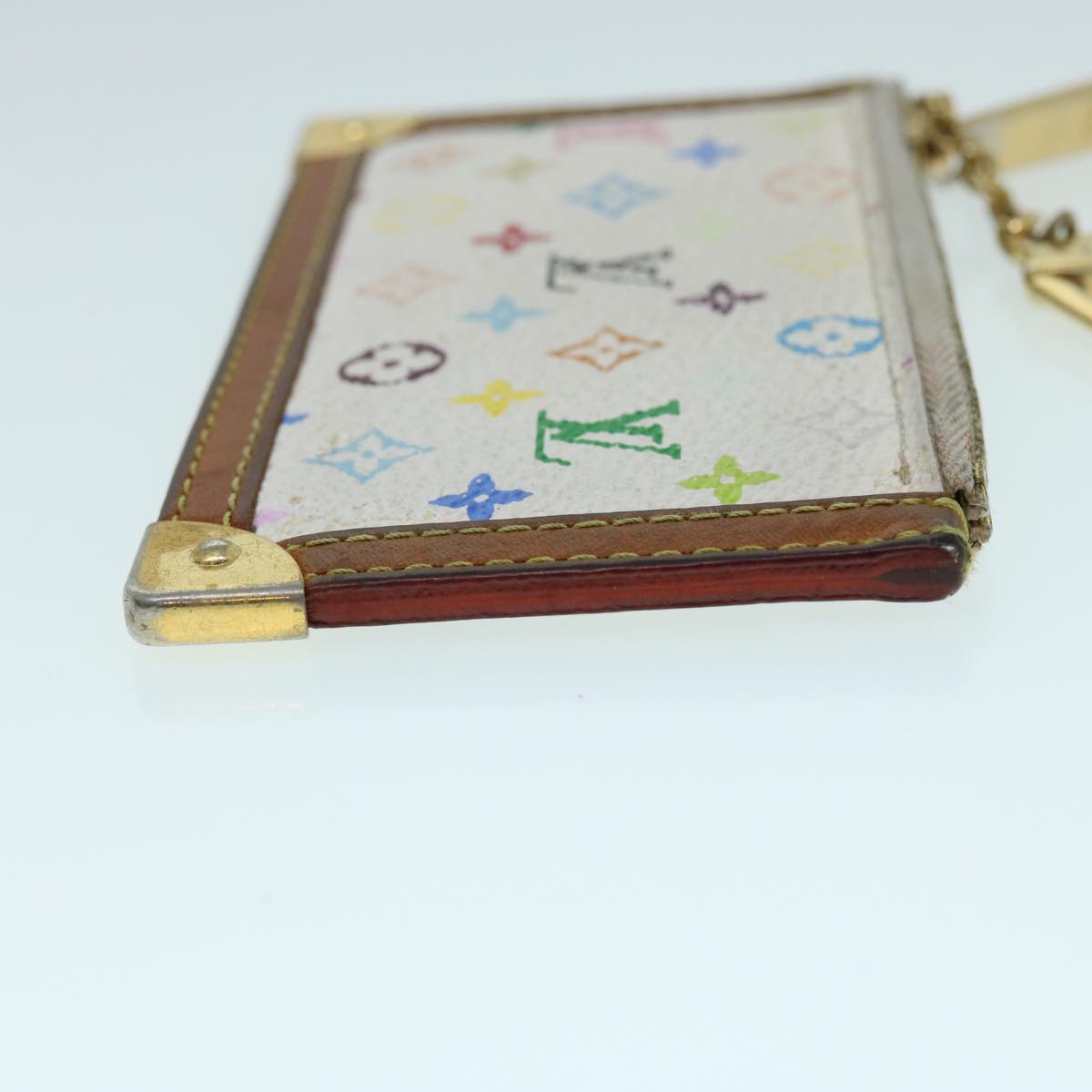 LOUIS VUITTON Monogram Multicolor Pochette Cles Purse White M92655 Auth bs8504