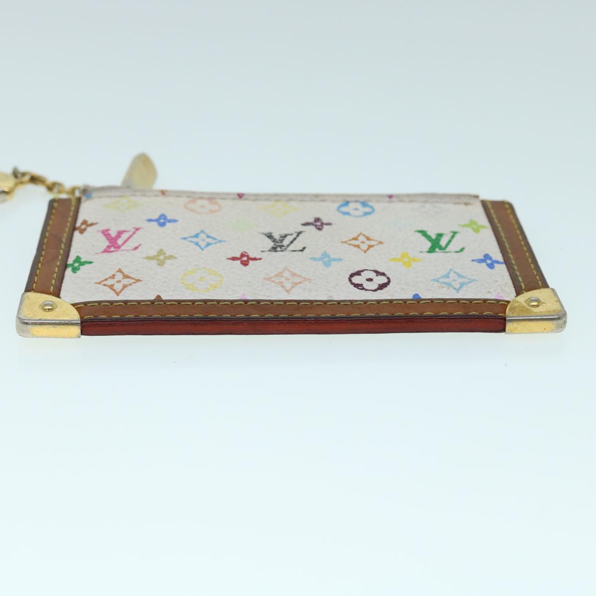 LOUIS VUITTON Monogram Multicolor Pochette Cles Purse White M92655 Auth bs8504