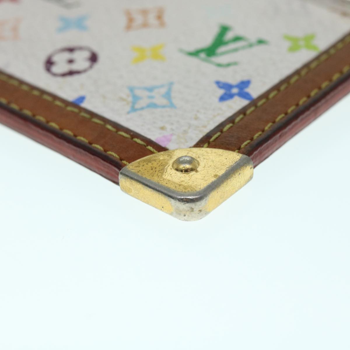 LOUIS VUITTON Monogram Multicolor Pochette Cles Purse White M92655 Auth bs8504