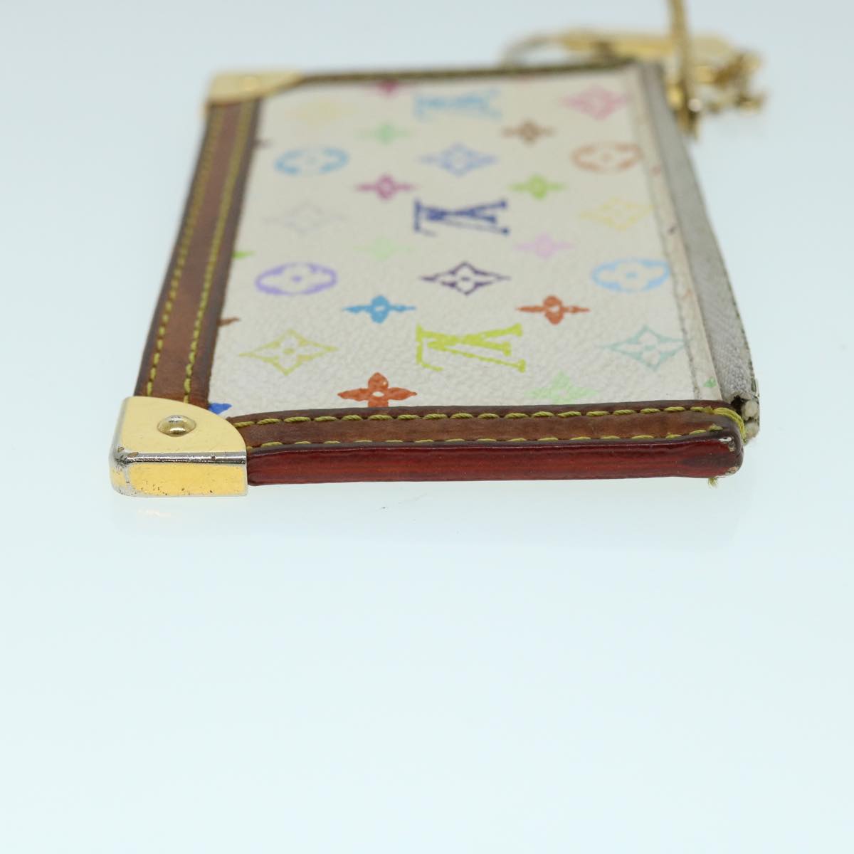 LOUIS VUITTON Monogram Multicolor Pochette Cles Purse White M92655 Auth bs8505