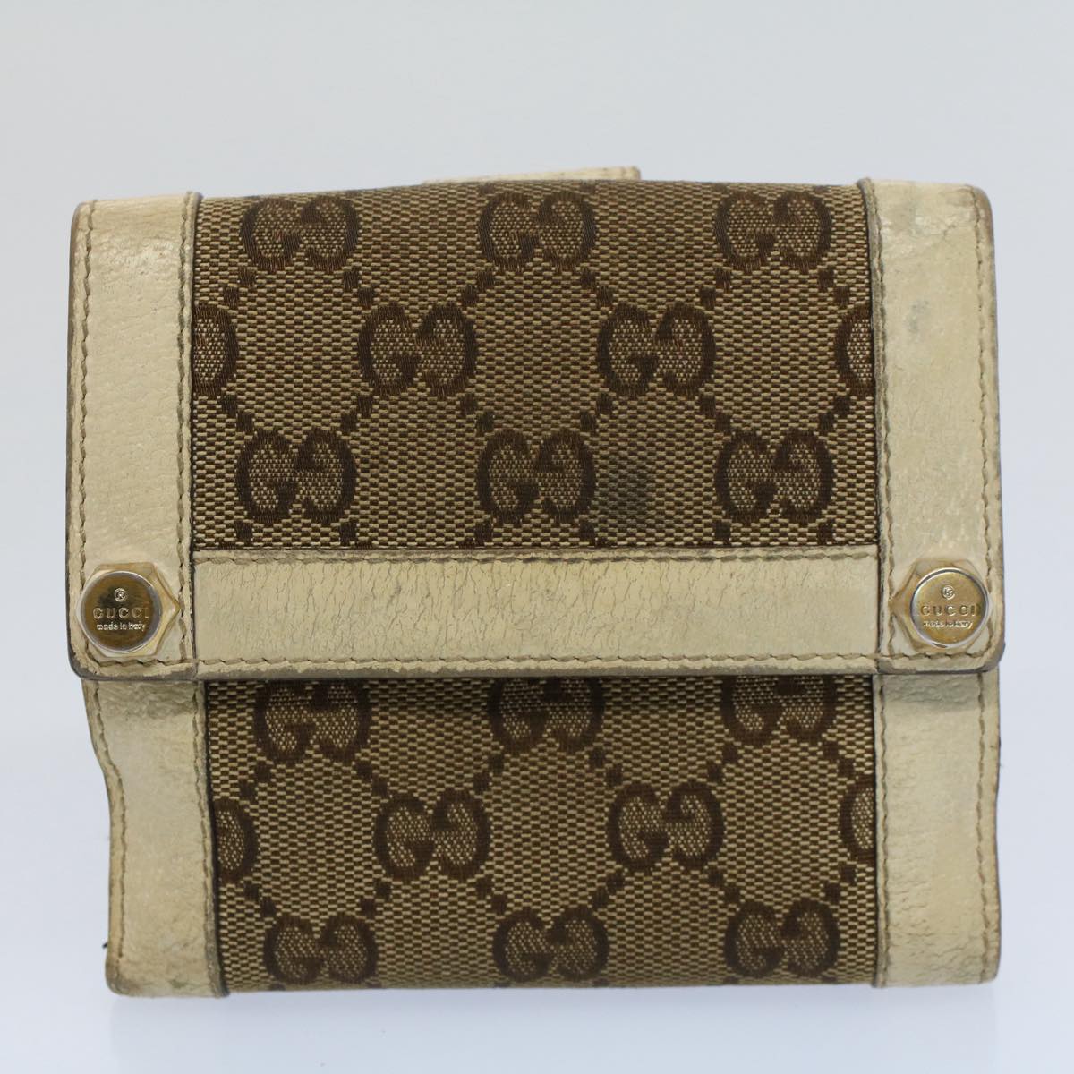 GUCCI GG Canvas Wallet Leather Canvas 6Set Beige Black Red Auth bs8514