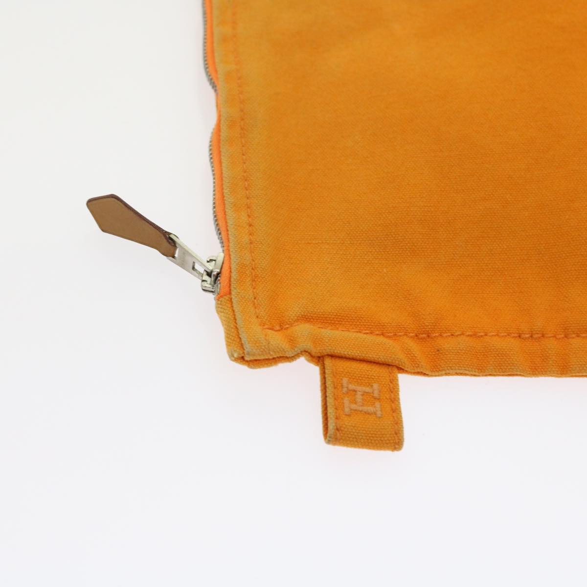 HERMES Large Medium Small Pouch Canvas 3Set Orange Auth bs8593